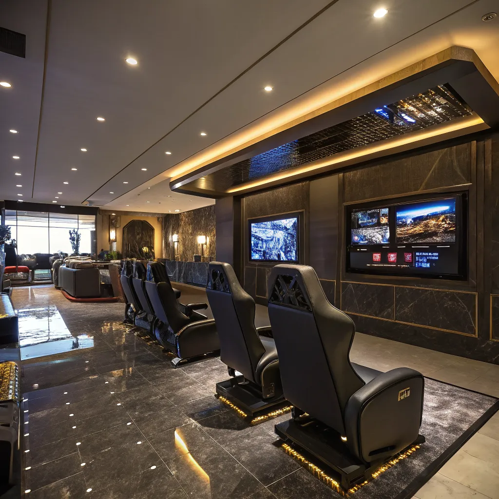 Lounge VIP de videojuegos con asientos premium
